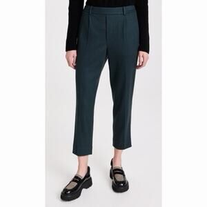 Vince Pleated Cozy Azure Onyx Wool Knit Ankle Crop Pants